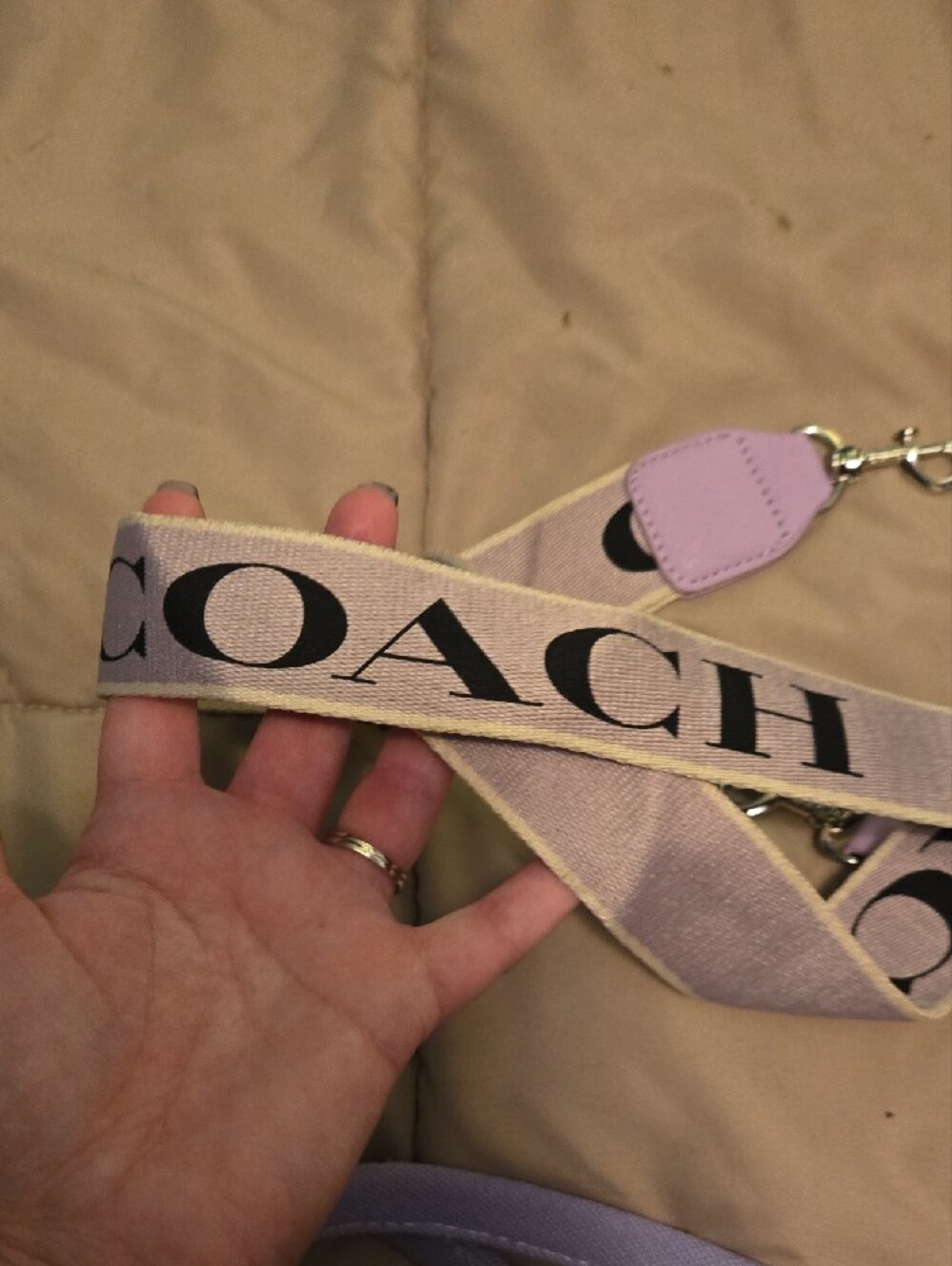 Coach Lavender Canvas Tote with Purple Logo and Strap - Picture 9 of 12